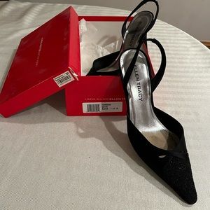 Black Satin Slingbacks Size 7.5. Linda Allard Ellen Tracy